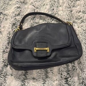Coach Navy Leather Shoulder Bag